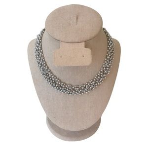 Triple Strand Light Gray Mini Faux Pearl Chocker Necklace